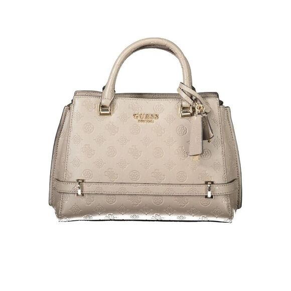 Guess Jeans Noelle Satchel Monogram Women Beige Handbags